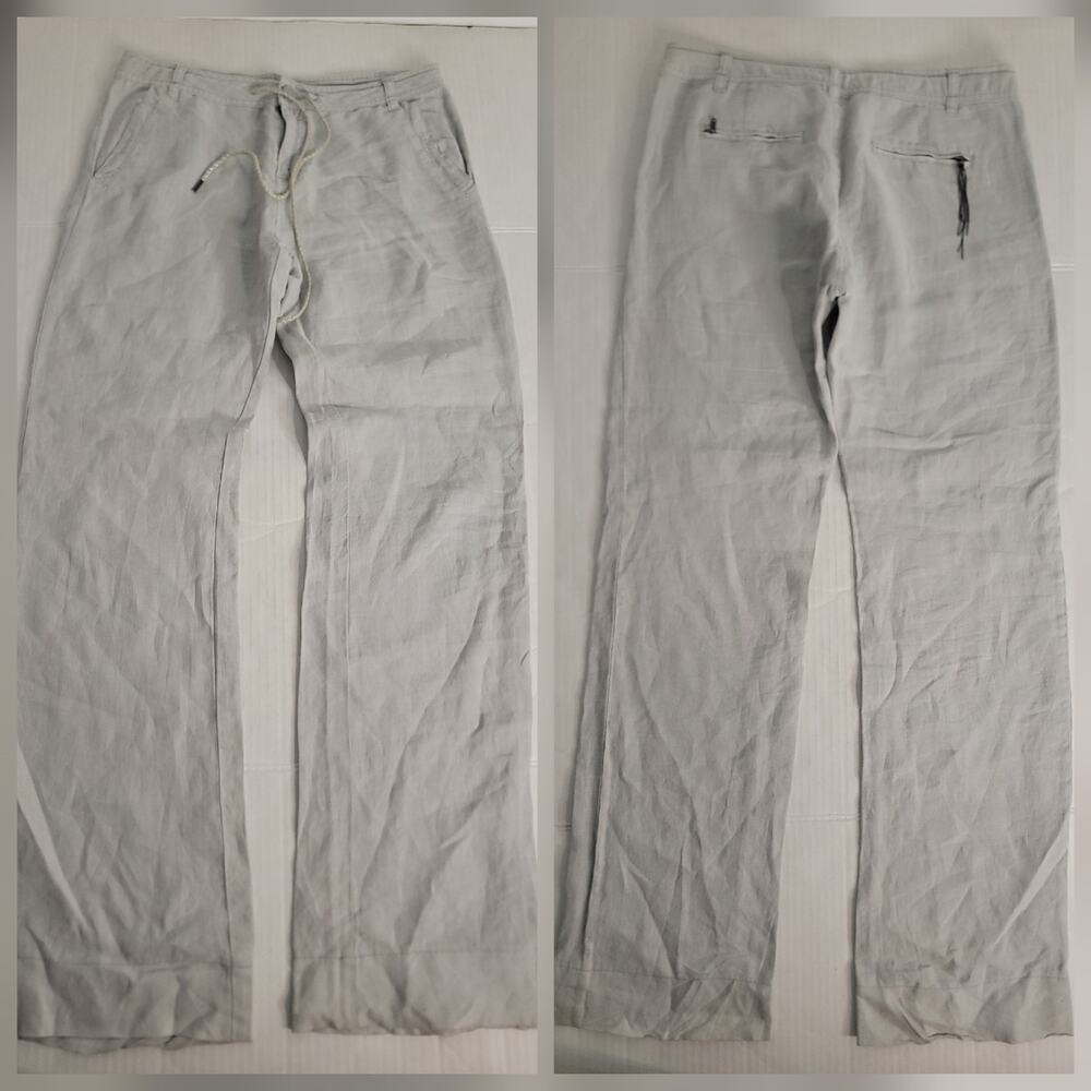 Guess Linen Pants Sz 25x33 Straight Wide Leg Boho Relaxed Euro Summer